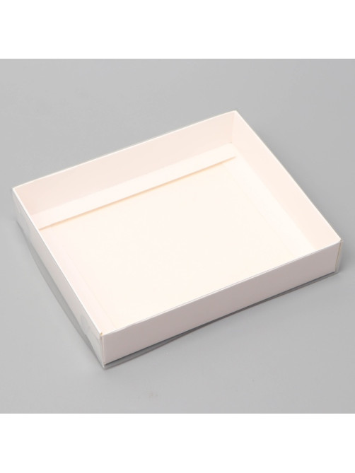Коробочка сборная с прозрачной крышкой 16×13×3 см, белая