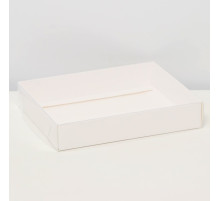 Коробочка сборная с прозрачной крышкой 16×13×3 см, белая