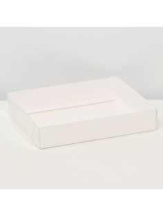 Коробочка сборная с прозрачной крышкой 16×13×3 см, белая
