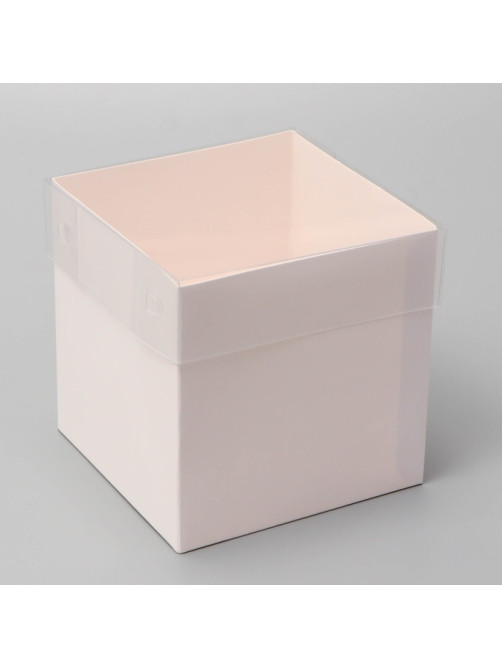Коробка для цветов с PVC крышкой, 12×12×12 см, белая