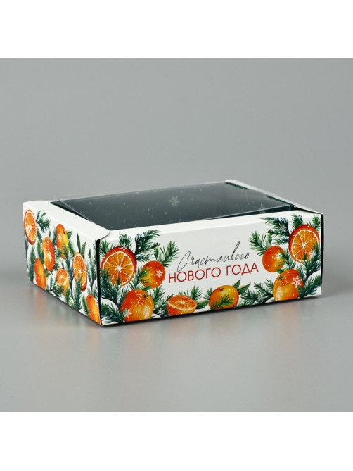 Коробка складная с пластиковой крышкой «Счастливого Нового года», 11.5×9×4 см