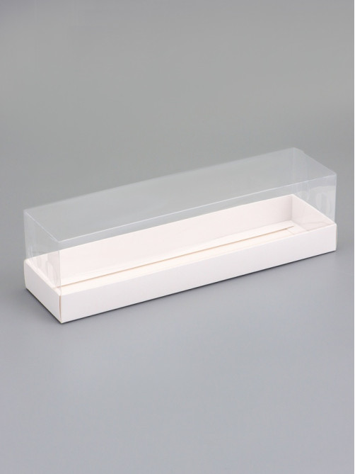 Кондитерская коробка под рулет, белая, с прозрачной крышкой, 30×8×8 см