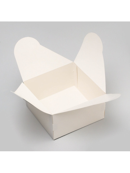 Коробка кондитерская под бенто - торт без окна, белая, 14×14×8 см