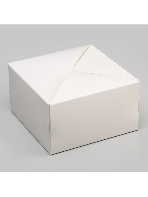 Коробка кондитерская под бенто - торт без окна, белая, 14×14×8 см
