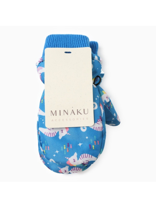 Варежки зимние детские MINAKU, голубые, 15 см