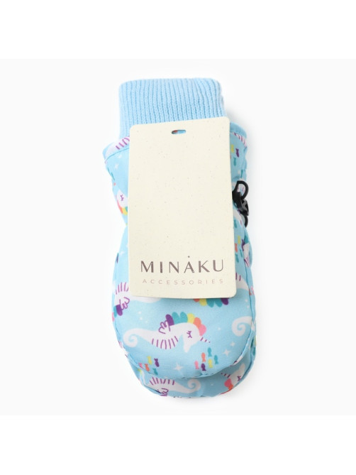 Варежки зимние детские MINAKU, голубые, 15 см