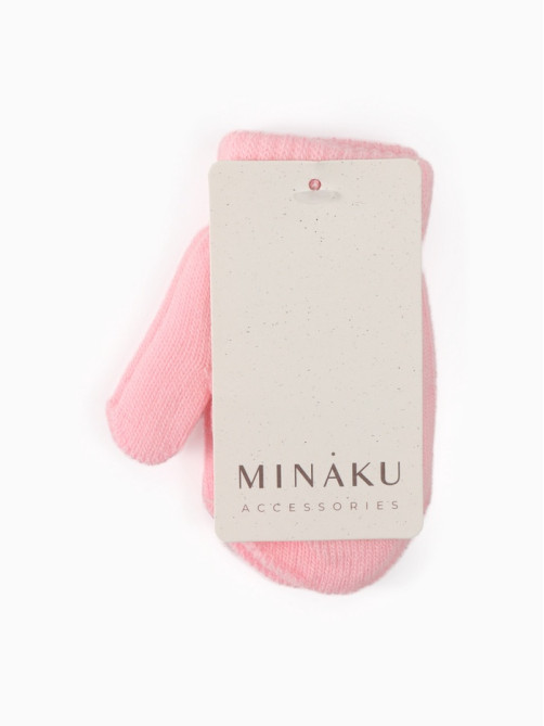 Варежки детские двухслойные MINAKU, 12 см, розовые