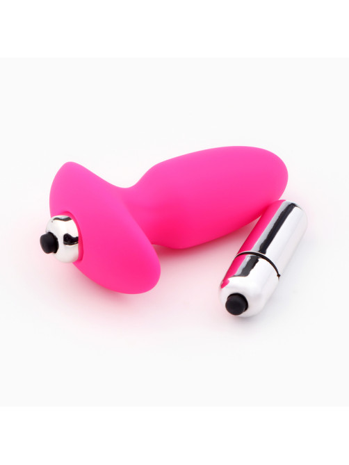 Анальная вибровтулка с вибропулей, 7.5×3.5 см, софт-силикон, розовый