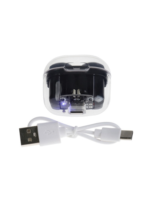 Наушники беспроводные Mybit Pro13, TWS, вкладыши, Bluetooth 5.0, 30/180 мАч, чёрные в прозрачном кейсе
