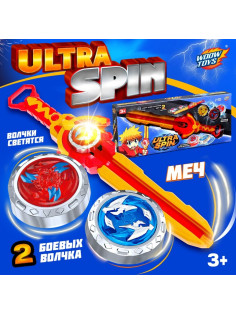 Волчки с мечом ULTRA SPIN «Яростное сражение», набор 2 шт., цвет красный