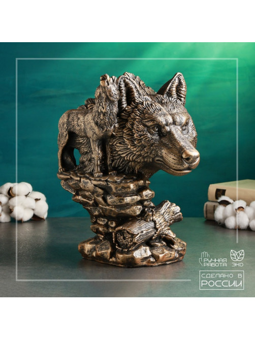Фигура гипс «Волк» 24×22×33 см, под бронзу