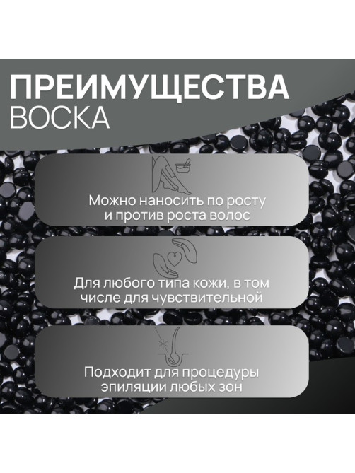Воск для депиляции, плёночный, в гранулах, 300 г, чёрный