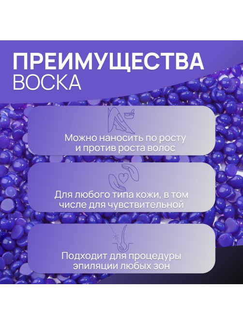 Воск для депиляции, плёночный, в гранулах, 300 г, индиго