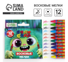 Мелки восковые 12 цветов в коробке «БукиБяки»