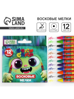 Мелки восковые 12 цветов в коробке «БукиБяки»