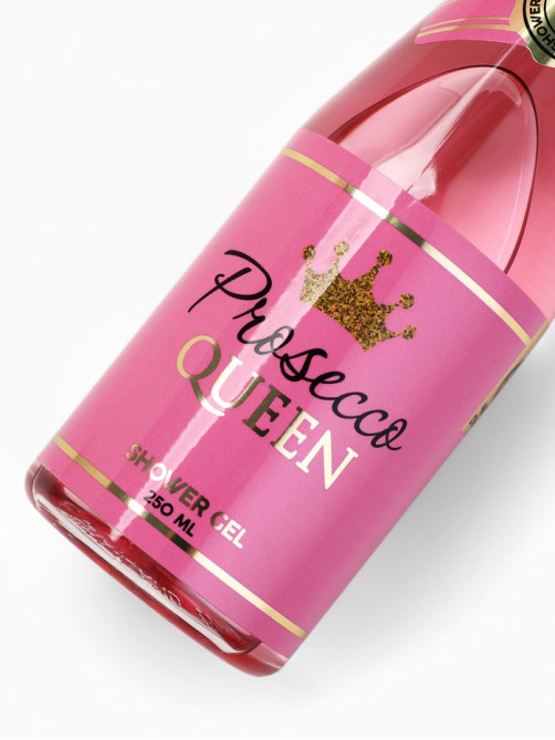 Подарочный набор Prosecco Queen, гель для душа и соль для ванны во флаконах шампанское, Чистое Счастье