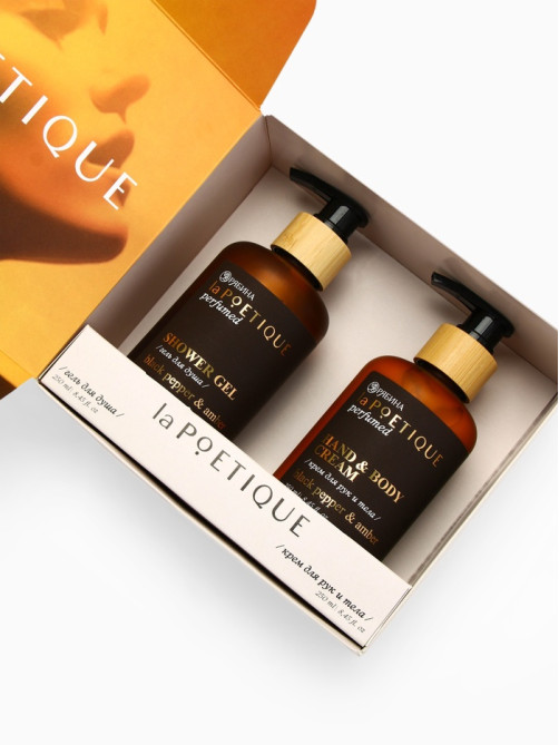 Подарочный набор гель для душа и лосьон, 2 шт. × 250 мл, аромат Black pepper, laPOETIQUE
