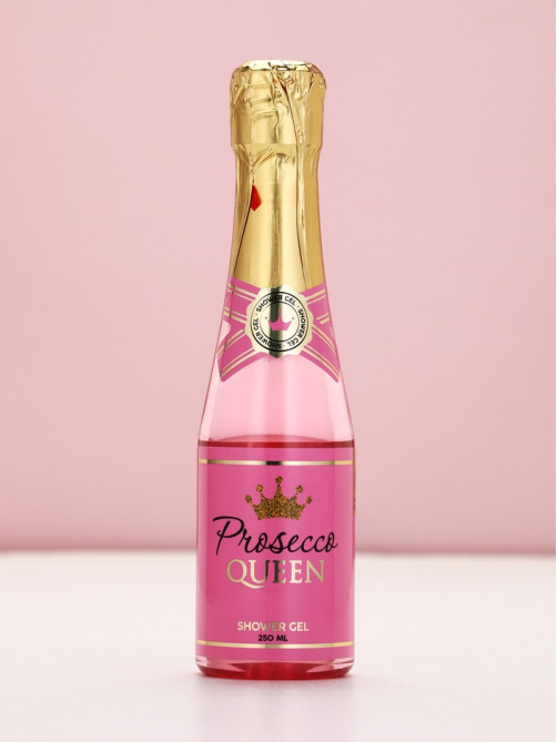 Подарочный набор Prosecco Queen, гель для душа и соль для ванны во флаконах шампанское, Чистое Счастье