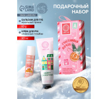 Новогодний подарочный набор косметики «Счастливая почта»: крем для рук 30 мл и бальзам для губ 10 г, URAL LAB