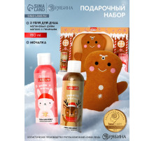 Подарочный набор новогодний «Пряник», гель для душа 2 шт. × 150 мл, мочалка, URAL LAB