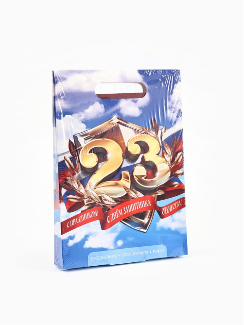 Подарочный набор, ежедневник А5, 80 л, блок бумаги, ручка «С 23 февраля. Небо»