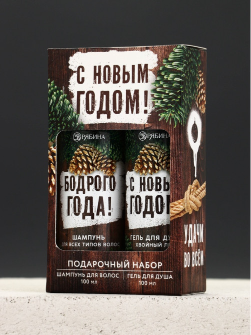 Подарочный набор новогодний мужской «С праздником»: гель для душа и шампунь для волос, 2×100 мл, Чистое счастье