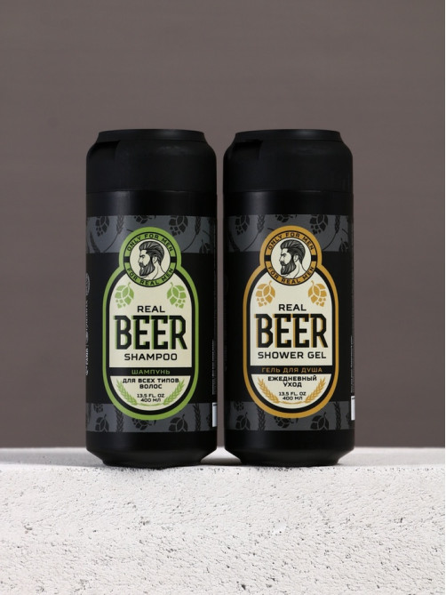 Подарочный набор косметики Real Beer, гель для душа и шампунь для волос HARD LINE, 2×400
