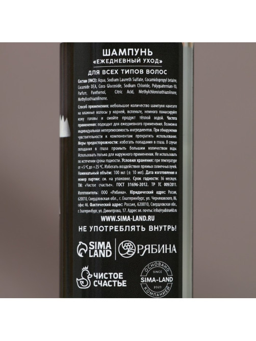 Подарочный набор новогодний мужской «Успехов в году»: гель для душа и шампунь для волос, 2×100 мл, Чистое счастье