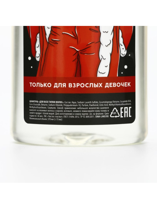 Новогодний подарочный набор косметики «Для взрослых девочек», гель для душа и шампунь для волос, 2×370 мл, 18+, Чистое счастье