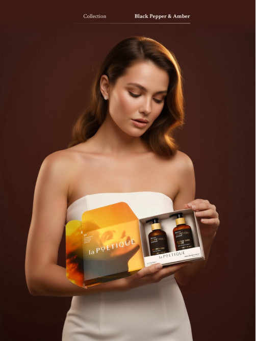 Подарочный набор гель для душа и лосьон, 2 шт. × 250 мл, аромат Black pepper, laPOETIQUE