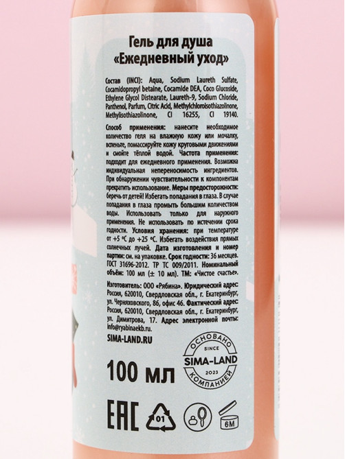 Новогодний подарочный набор косметики «С Новым годом», гель для душа 100 мл и крем для рук 30 мл, Чистое счастье