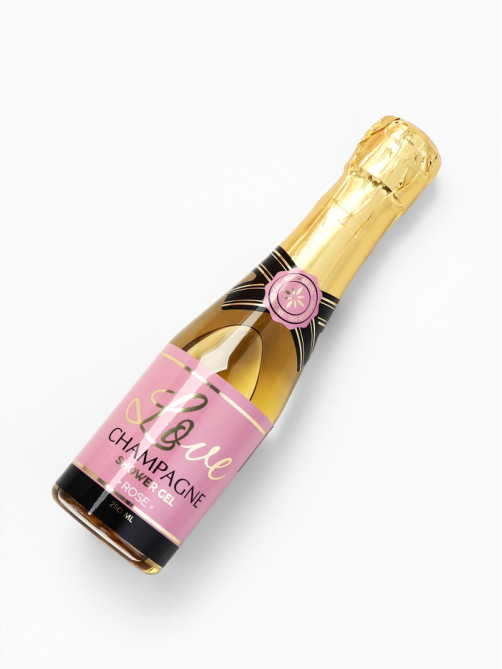 Подарочный набор Love Champagne, гель для душа и соль для ванны во флаконах шампанское, Чистое Счастье