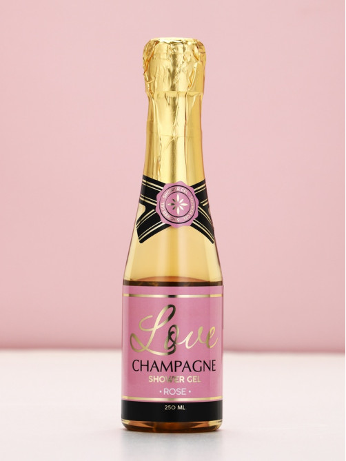 Подарочный набор Love Champagne, гель для душа и соль для ванны во флаконах шампанское, Чистое Счастье