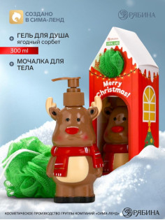 Подарочный набор «С Новым годом!»: гель для душа 300 мл, мочалка для тела URAL LAB