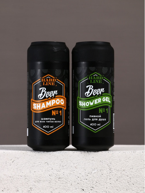 Подарочный набор косметики Beer, гель для душа и шампунь для волос HARD LINE, 2×400