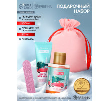 Подарочный набор косметики в мешке: крем для рук, пилочка, гель для душа, аромат ягодный сорбет, URAL LAB