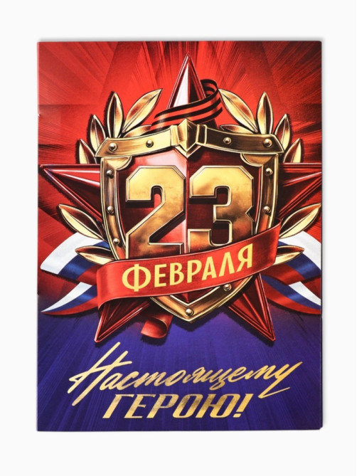 Подарочный набор, блок бумаги 30 л., ручка синяя паста 1.0 мм, 5 шт. наклеек «Настоящему герою»