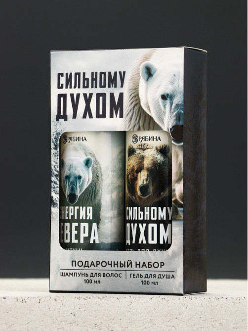 Подарочный набор новогодний «Сильному духом»: гель для душа и шампунь для волос, 2×100 мл, Чистое счастье
