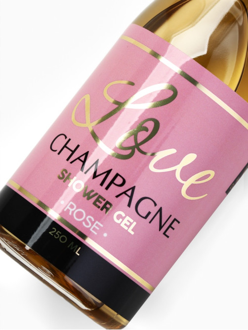 Подарочный набор Love Champagne, гель для душа и соль для ванны во флаконах шампанское, Чистое Счастье