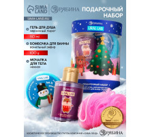 Подарочный набор новогодний в тубусе «Медвежонок», бомбочка, гель, мочалка, URAL LAB