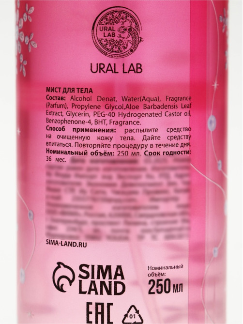 Подарочный набор: парфюмированный мист и крем для тела, 2×200 мл, URAL LAB