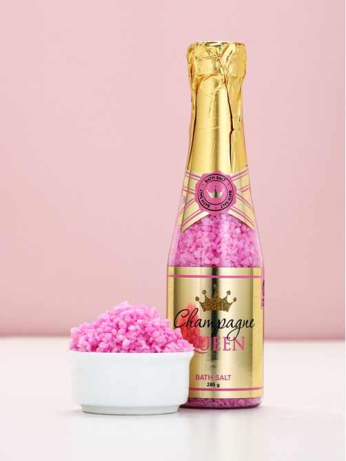 Подарочный набор Prosecco Queen, гель для душа и соль для ванны во флаконах шампанское, Чистое Счастье