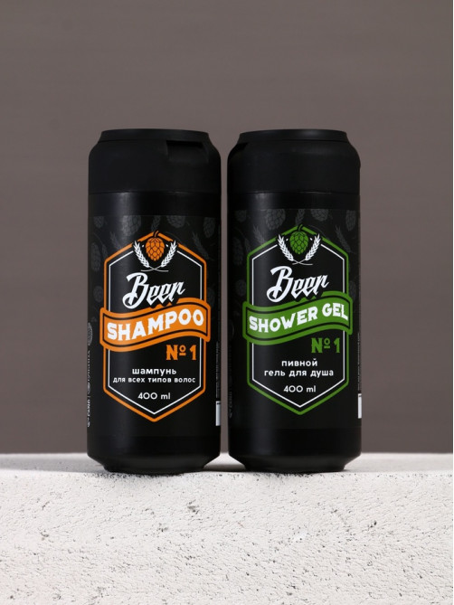 Подарочный набор косметики Beer, гель для душа и шампунь для волос HARD LINE, 2×400