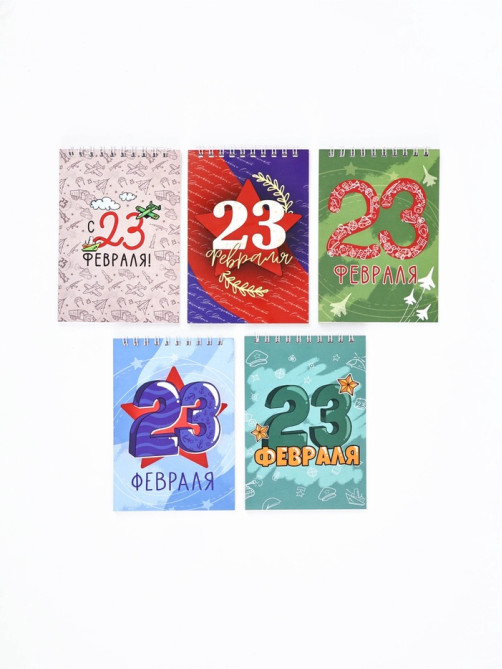 Подарочный набор, 5 ручек, 5 открыток, 5 блокнотов «С 23 февраля»