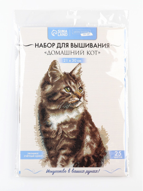 Вышивка крестиком «Домашний кот», набор для творчества, 21×30 см