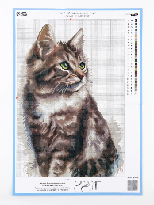 Вышивка крестиком «Домашний кот», набор для творчества, 21×30 см