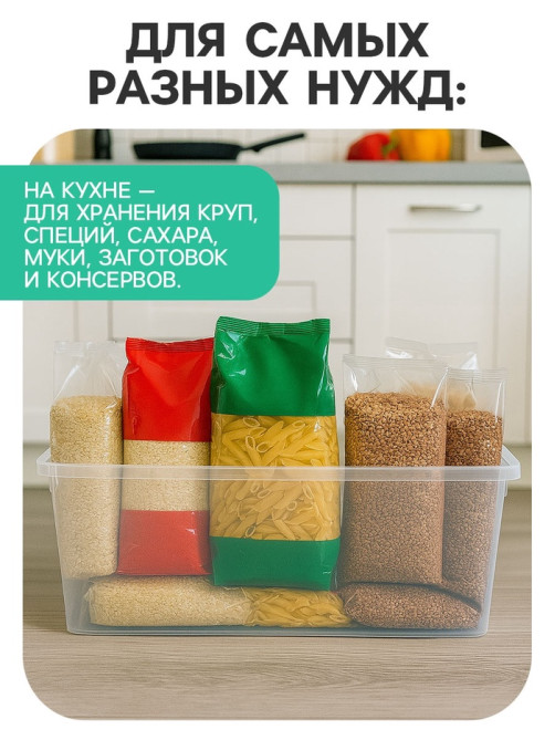 Ящик пластиковый для хранения, с крышкой, объём — 16 л, прозрачно-матовый