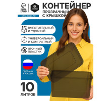 Ящик пластиковый для хранения, с крышкой, объём — 10 л, прозрачно-чёрный