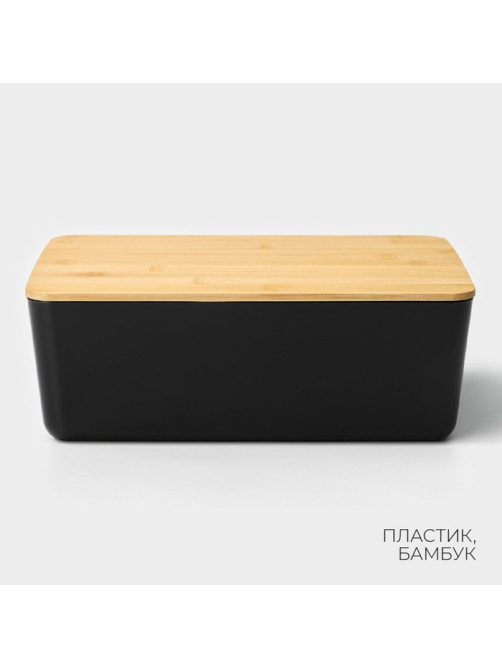 Контейнер для хранения с крышкой LaDо́m «Лаконичность», 29.5×20.3×10.5 см, черный