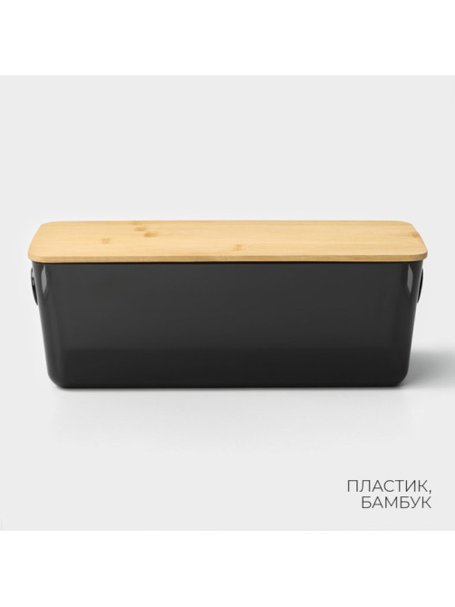 Контейнер для хранения с крышкой LaDо́m «Лаконичность», 28.5×11×10.5 см, черный